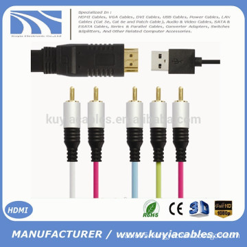 HDMI Male TO 5RCA RGB With chip chipset Audio Vedio Cable Directly usb 1M 1.5M 1.8M